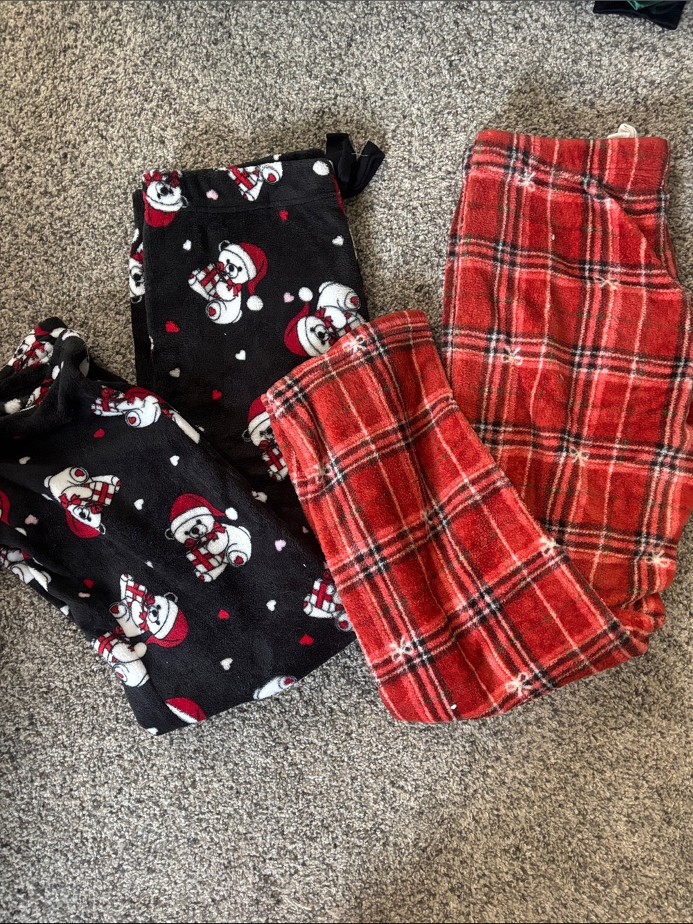 Cozy Holiday Fleece Pajama Pants - Black Snowman & Red Plaid Pattern